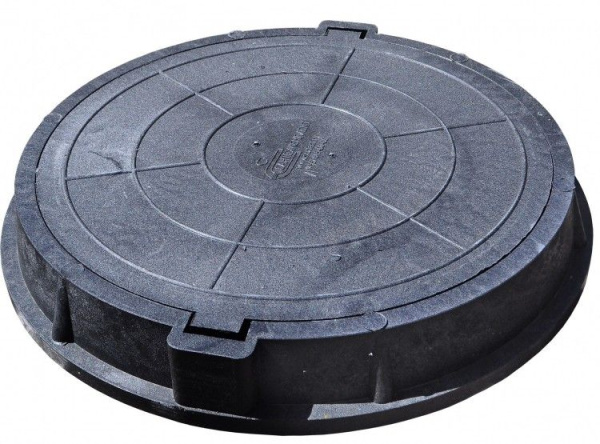 Люк полимер  460х60мм легкий круглый  черный 5тонн