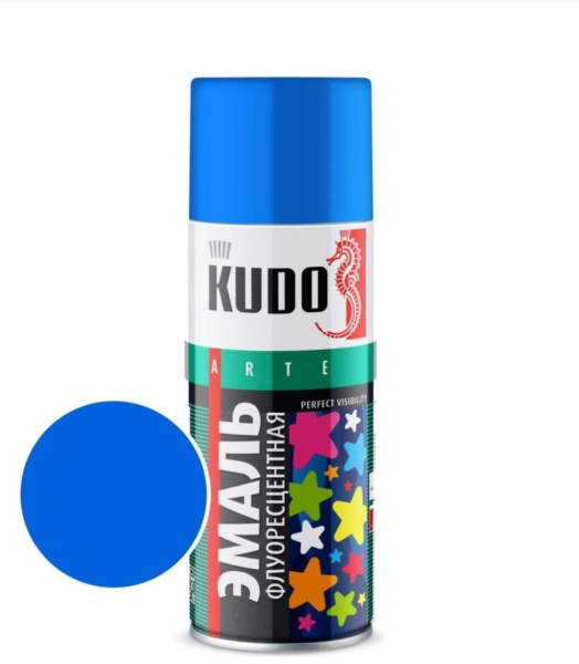 Эмаль алкидная флуоресцентная голубая 520мл 1202 Kudo(6)---
