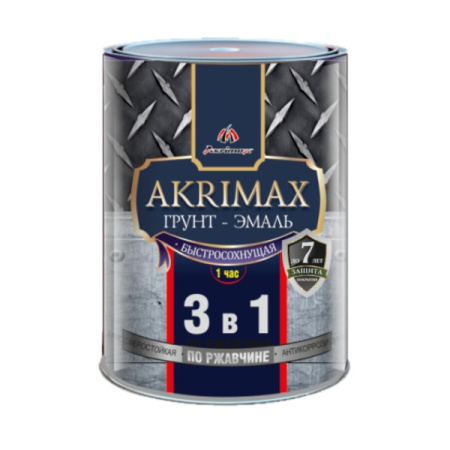 Грунт эмаль по ржавчине 3в1 графит 1,7кг матовая б/с 1ч Akrimax Premium