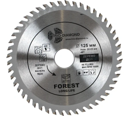 Диск пильный 125х20/22х2,0мм 48Т по дереву для УШМ Trio-Diamond