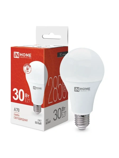 Лампа светодиодная 30,0W Е27 Led 4000К груша белый свет  IN HOME