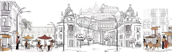 Фартук кухонный 3000х600х1,5мм Уличное кафе(43)