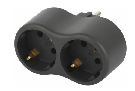 Разветвитель двойник 16А 2 гнезда с з/к черный Эра