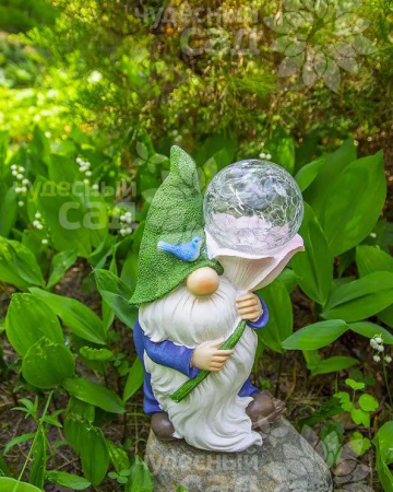 Фигура садовая 26,5см Гном предсказатель с LED подсв. солн.батарея 626 Чудесный Сад