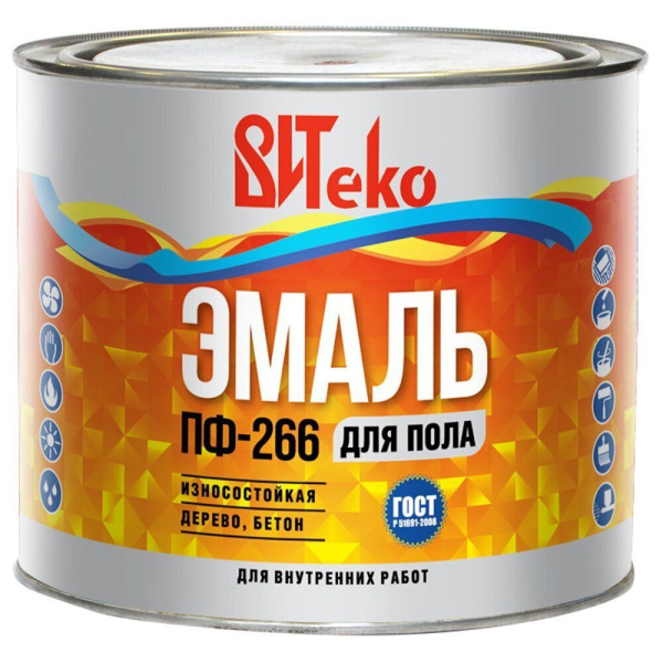 Эмаль для пола ПФ-266 красно-коричневая  5кг Витеко